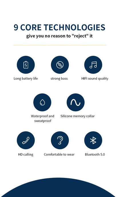 Tws bluetooth 5.0 neckband fones de ouvido estéreo esportes fone de ouvido magnético à prova dwaterproof água com microfone pescoço-pendurado fone de ouvido sem fio