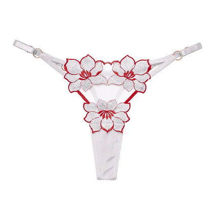 Lingerie tentação flor transparente bordado para meninas roupa interior coreana calcinha feminina t volta tangas cuecas de corda