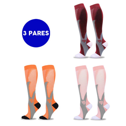 Kit 3 Meia de Alta Compressão Profissional Estimula Circulação Corrida Ciclismo Varizes Alívio
