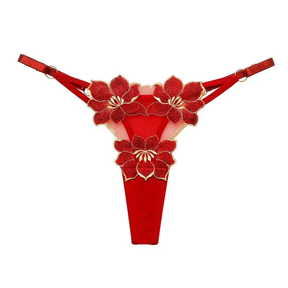 Lingerie tentação flor transparente bordado para meninas roupa interior coreana calcinha feminina t volta tangas cuecas de corda