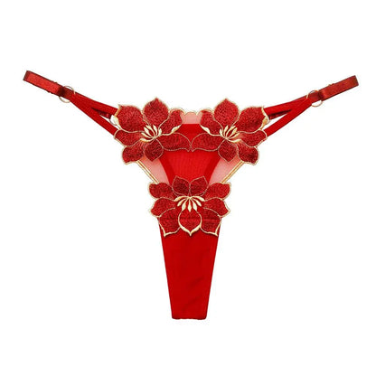 Lingerie tentação flor transparente bordado para meninas roupa interior coreana calcinha feminina t volta tangas cuecas de corda