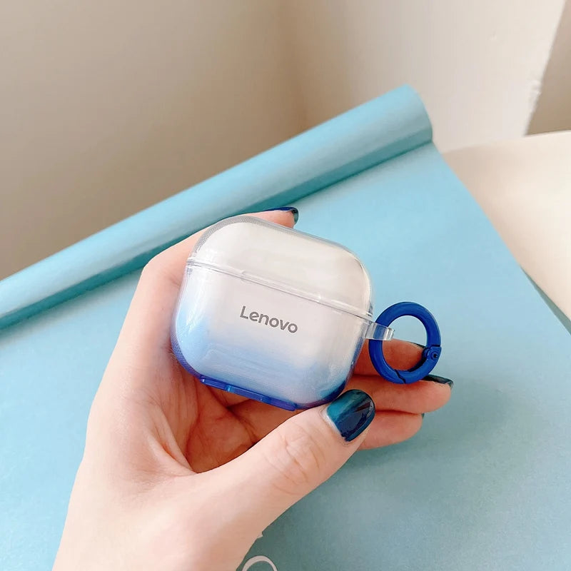 Transparente gradiente colorido caso do fone de ouvido para lenovo lp40 tws sem fio capa para lenovo lp40 pro fone de ouvido macio tpu caixa