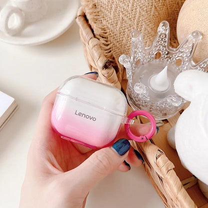 Transparente gradiente colorido caso do fone de ouvido para lenovo lp40 tws sem fio capa para lenovo lp40 pro fone de ouvido macio tpu caixa