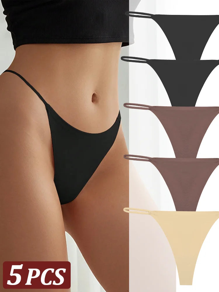 5 pçs sem costura tanga feminina invisível cinta fina cintura baixa alta estiramento flexibilidade calcinha sexy roupa interior senhoras briefs t-back