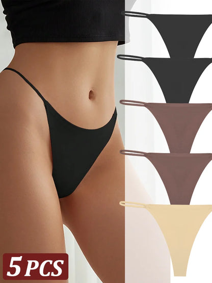5 pçs sem costura tanga feminina invisível cinta fina cintura baixa alta estiramento flexibilidade calcinha sexy roupa interior senhoras briefs t-back