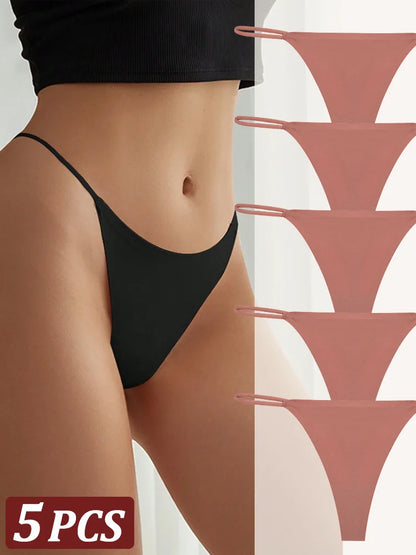 5 pçs sem costura tanga feminina invisível cinta fina cintura baixa alta estiramento flexibilidade calcinha sexy roupa interior senhoras briefs t-back