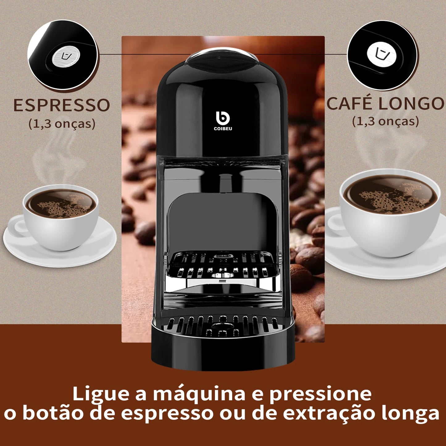 Máquina de Café Espresso CM-CO1 20 Bar - Tanque 900ml, Máquina de Café CM-CO1 20 Bar - Automática， Coibeu, Do Brasil