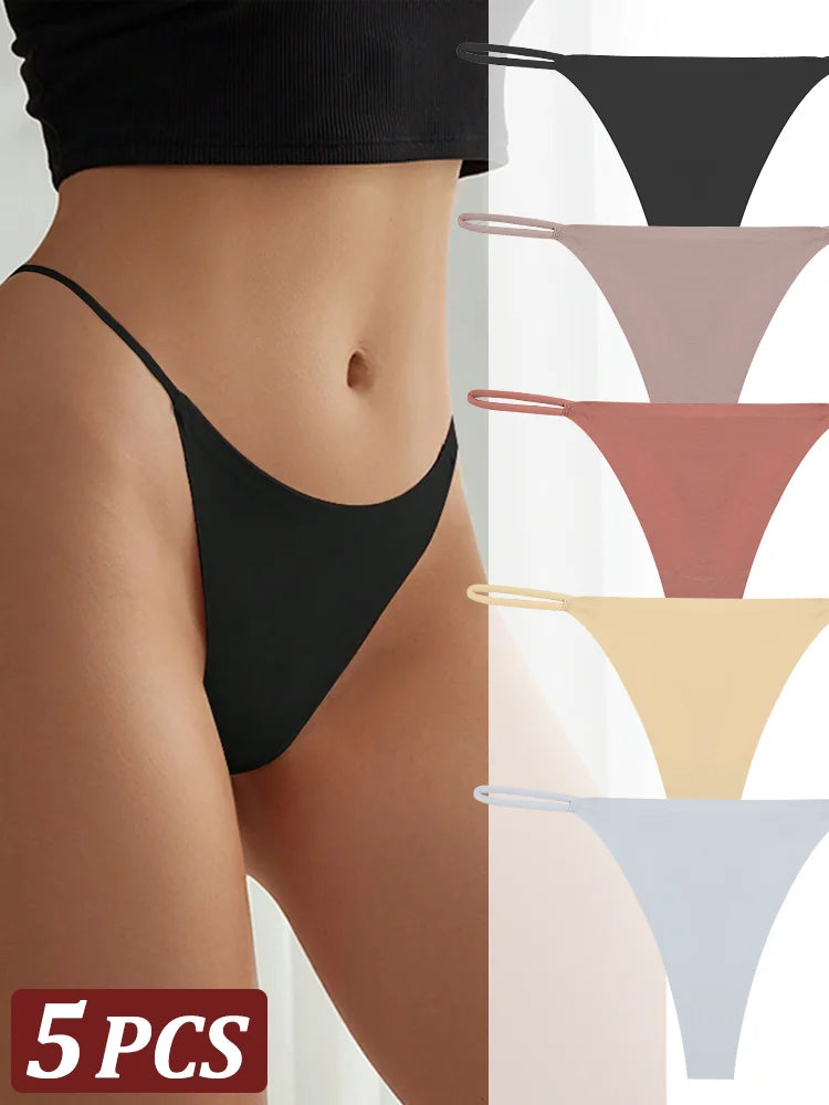 5 pçs sem costura tanga feminina invisível cinta fina cintura baixa alta estiramento flexibilidade calcinha sexy roupa interior senhoras briefs t-back