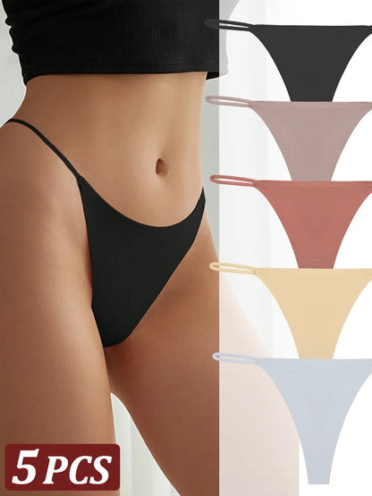 5 pçs sem costura tanga feminina invisível cinta fina cintura baixa alta estiramento flexibilidade calcinha sexy roupa interior senhoras briefs t-back