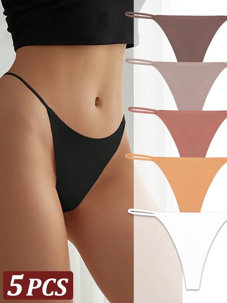 5 pçs sem costura tanga feminina invisível cinta fina cintura baixa alta estiramento flexibilidade calcinha sexy roupa interior senhoras briefs t-back