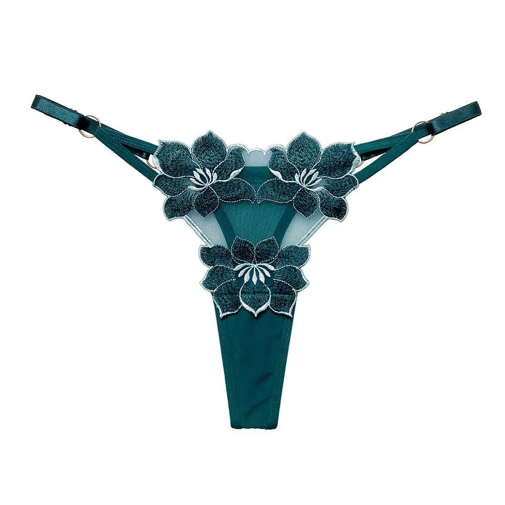 Lingerie tentação flor transparente bordado para meninas roupa interior coreana calcinha feminina t volta tangas cuecas de corda