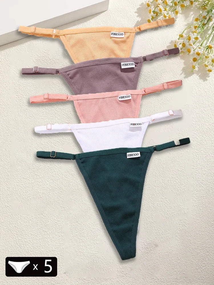 5 pçs algodão feminino cintura ajustável calcinha sexy tangas g-string cor sólida sem costura íntimo feminino cuecas lingerie S-XL