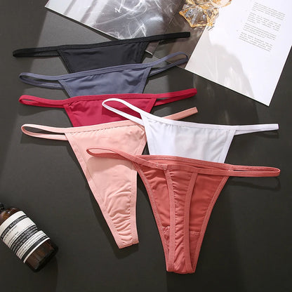 6 pçs/set calcinha de algodão para mulheres sem costura baixo aumento tangas feminino g-string respirável roupa interior senhoras cor sólida lingerie sexy