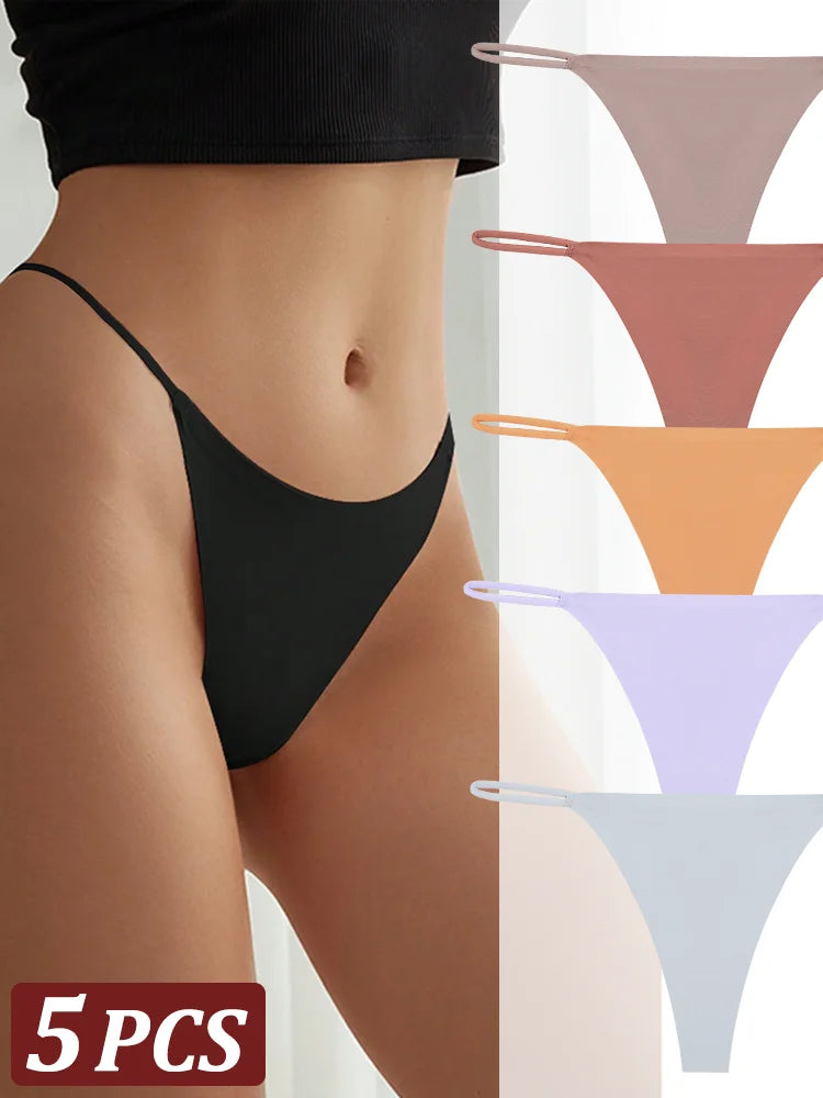 5 pçs sem costura tanga feminina invisível cinta fina cintura baixa alta estiramento flexibilidade calcinha sexy roupa interior senhoras briefs t-back