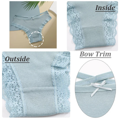 3 pçs/set calcinha de algodão feminina sexy baixa ascensão renda calcinha brasileira oco para fora macio respirável lingerie feminina arco roupa interior S-XL