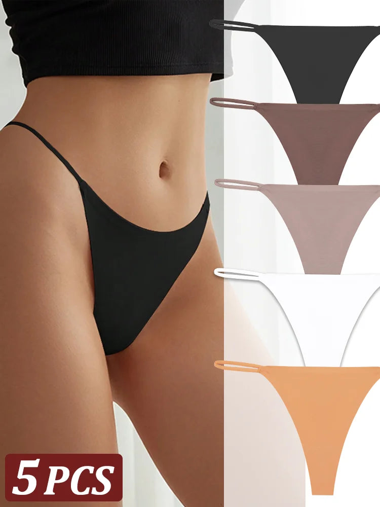 5 pçs sem costura tanga feminina invisível cinta fina cintura baixa alta estiramento flexibilidade calcinha sexy roupa interior senhoras briefs t-back