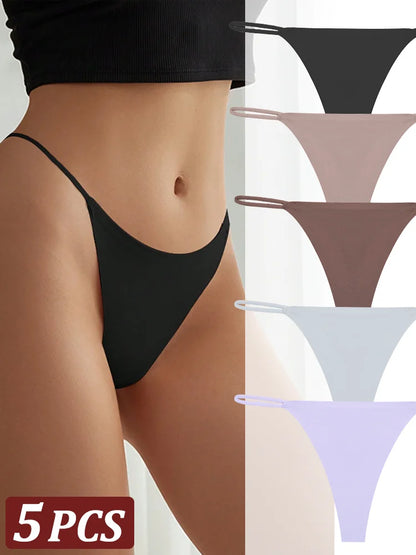 5 pçs sem costura tanga feminina invisível cinta fina cintura baixa alta estiramento flexibilidade calcinha sexy roupa interior senhoras briefs t-back