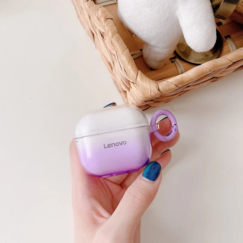 Transparente gradiente colorido caso do fone de ouvido para lenovo lp40 tws sem fio capa para lenovo lp40 pro fone de ouvido macio tpu caixa