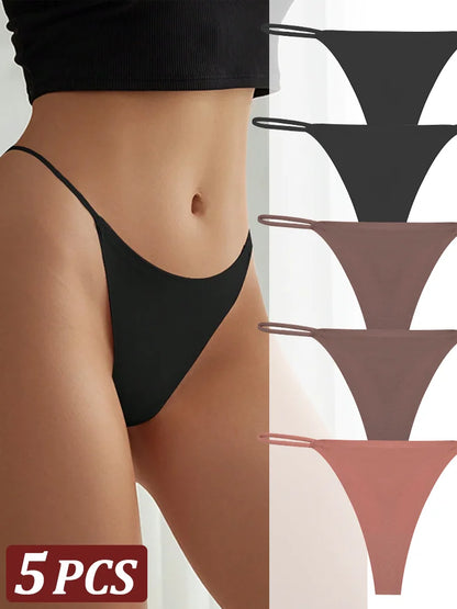 5 pçs sem costura tanga feminina invisível cinta fina cintura baixa alta estiramento flexibilidade calcinha sexy roupa interior senhoras briefs t-back