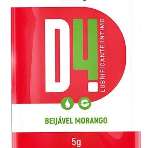 Sachê Lubrificante D4 5ml com sabor esfria esquenta Sexy Fantasy - Sabor Morango