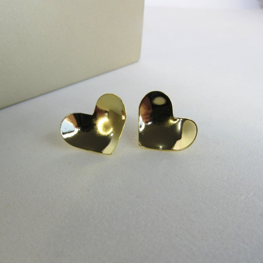 Brinco Coração Oval Banhado em Ouro 18k