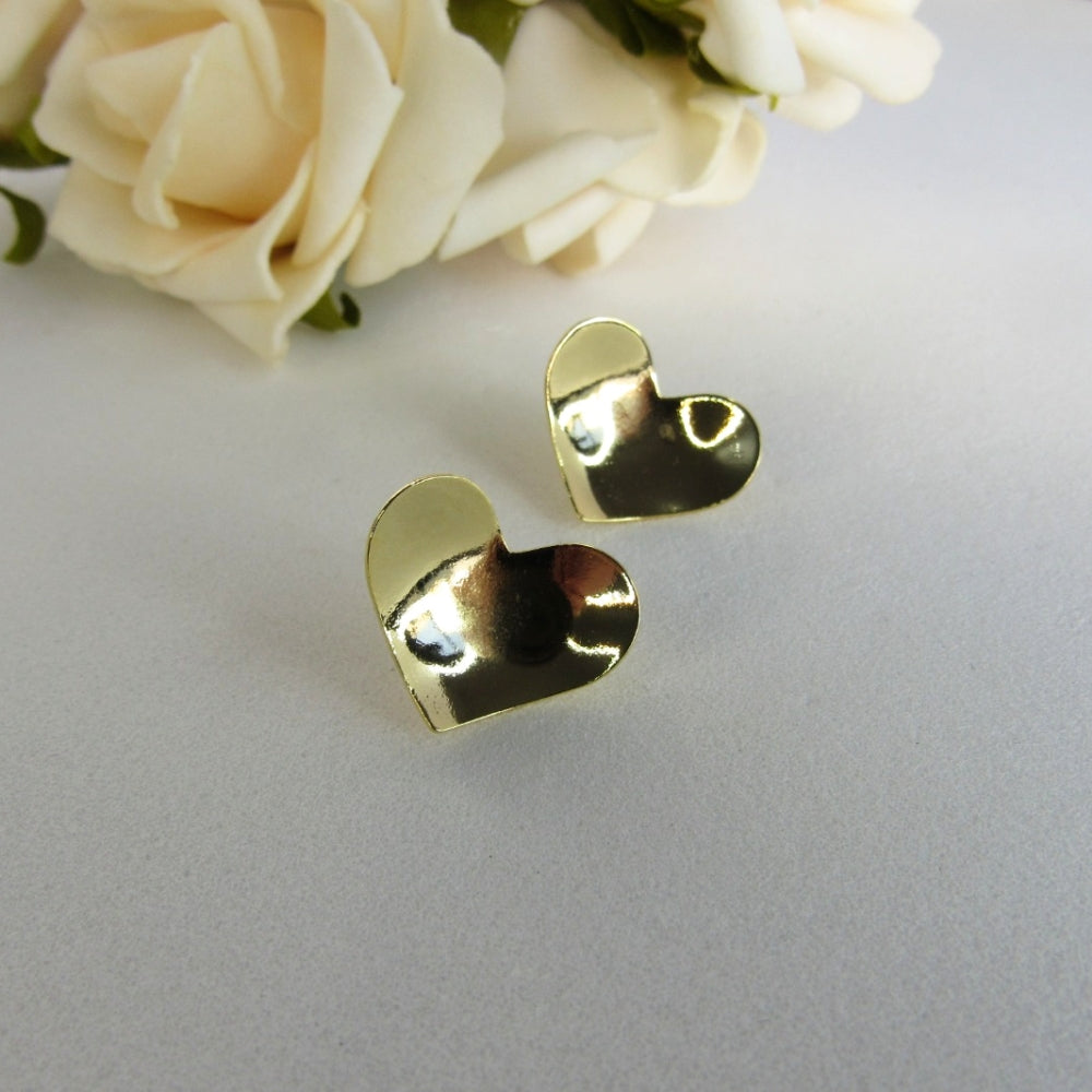 Brinco Coração Oval Banhado em Ouro 18k