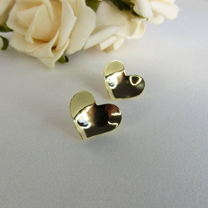 Brinco Coração Oval Banhado em Ouro 18k