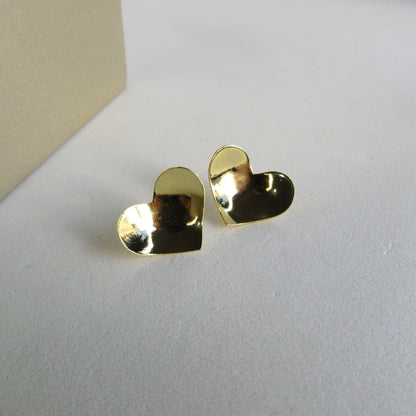 Brinco Coração Oval Banhado em Ouro 18k