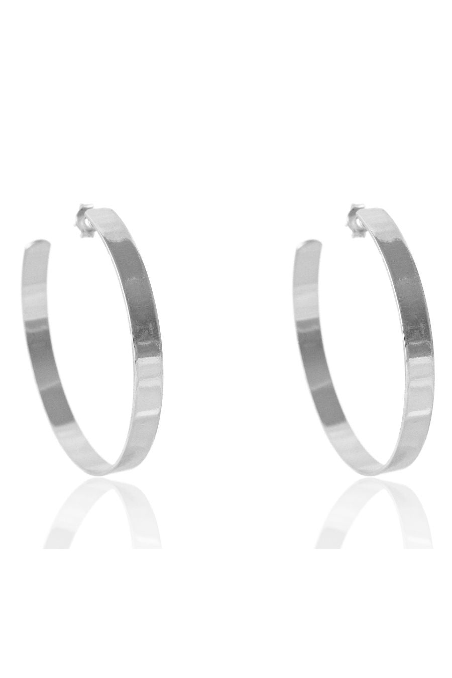 Brinco Argola Grande Grossa Clássica Banhado em Ródio Branco