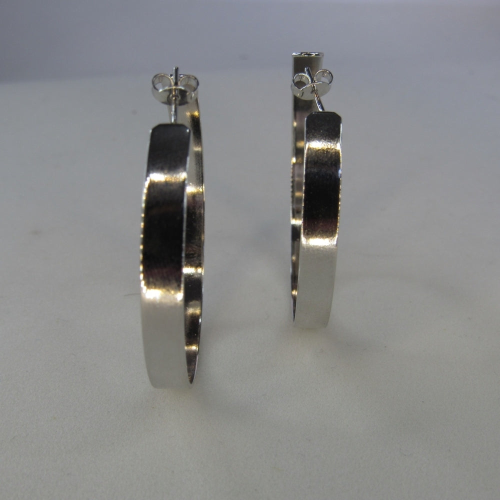 Brinco Argola Grande Grossa Clássica Banhado em Ródio Branco