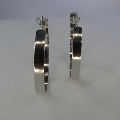 Brinco Argola Grande Grossa Clássica Banhado em Ródio Branco