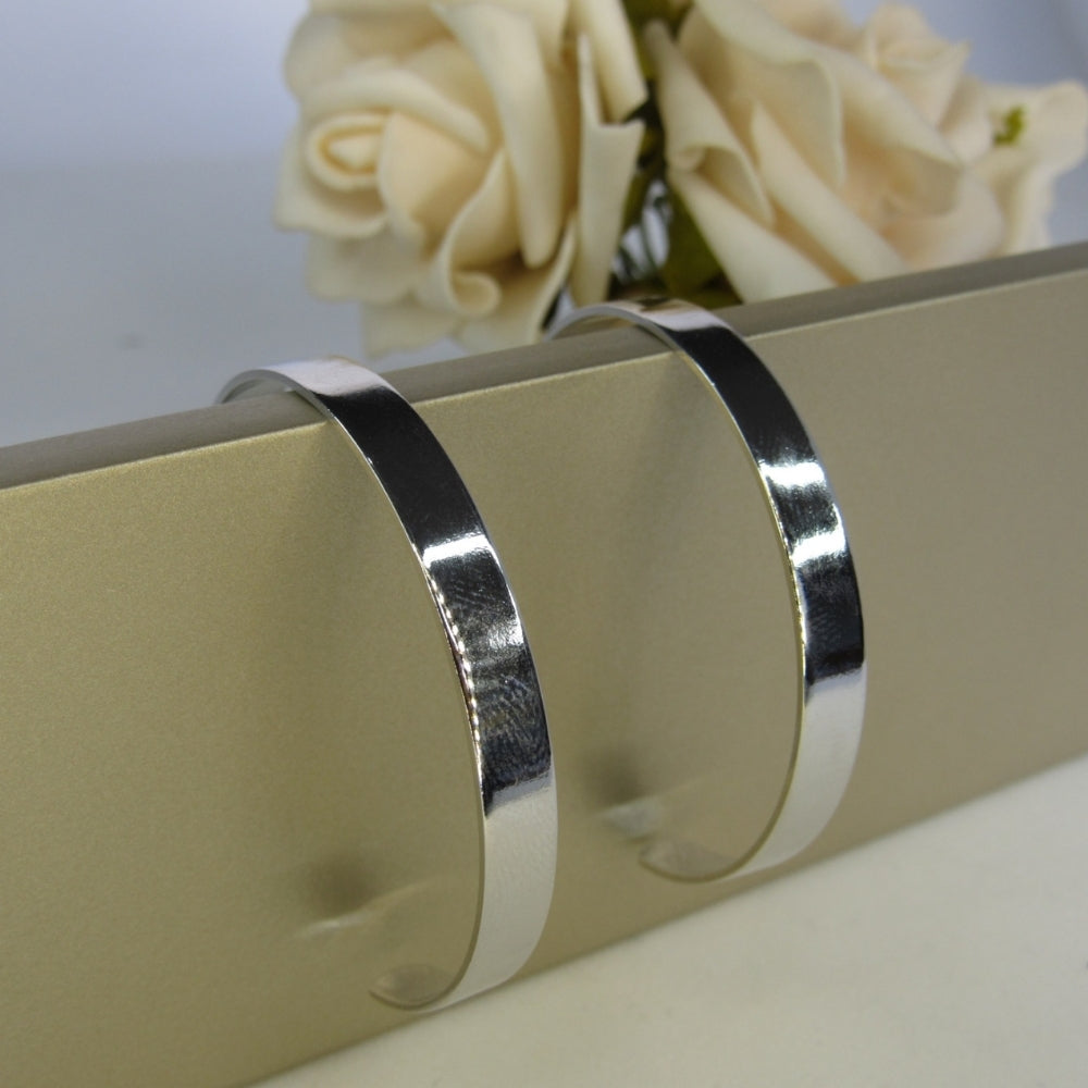 Brinco Argola Grande Grossa Clássica Banhado em Ródio Branco