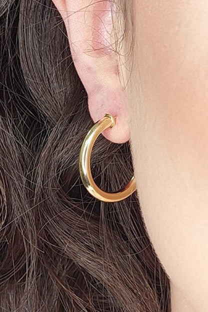 Brinco Argola Grossa Pequena Banhado em Ouro 18k