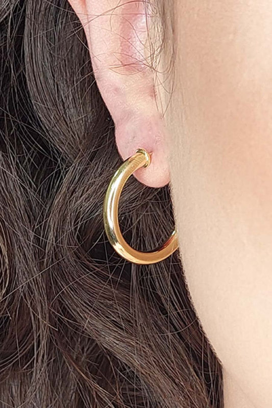 Brinco Argola Grossa Pequena Banhado em Ouro 18k