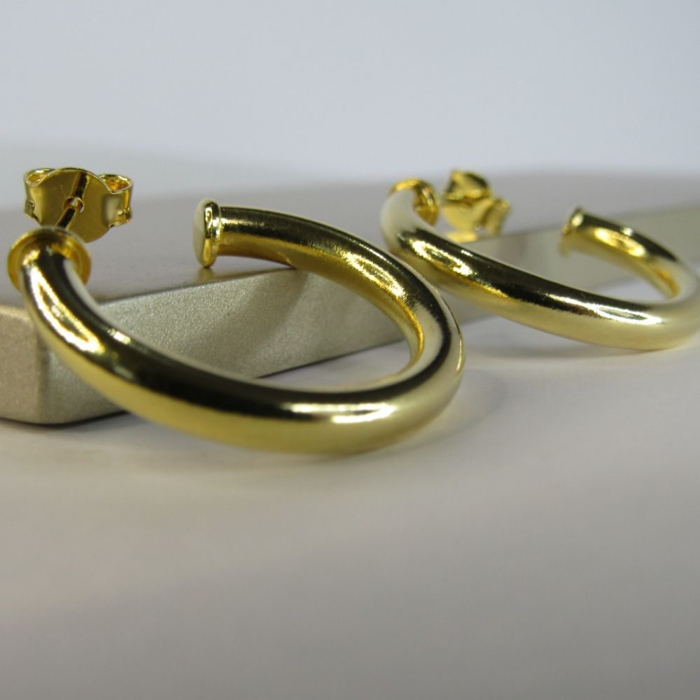 Brinco Argola Grossa Pequena Banhado em Ouro 18k