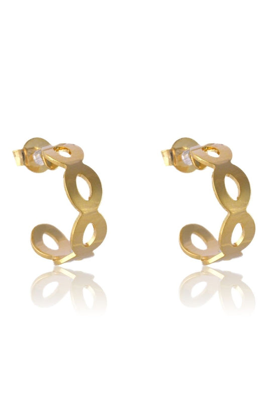 Brinco Argolinha com Vazados Ovais Banhado em Ouro 18k