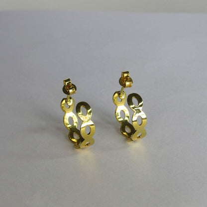 Brinco Argolinha com Vazados Ovais Banhado em Ouro 18k