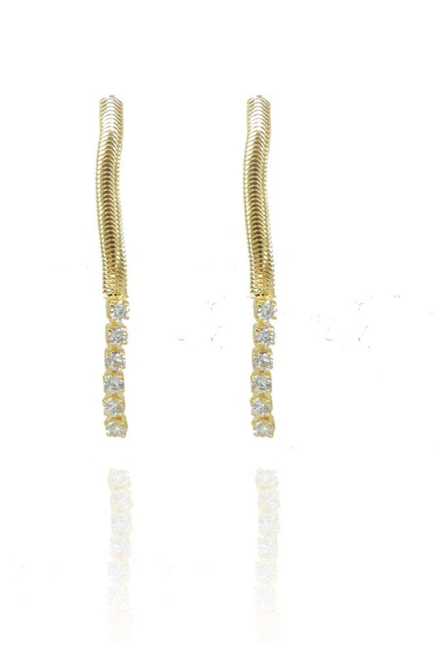 Brinco de Fita com Zircônias na Ponta Banhado em Ouro 18k