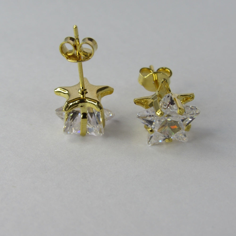 Brinco Estrela Grande com Zircônia Banhado em Ouro 18k