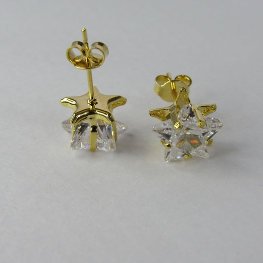 Brinco Estrela Grande com Zircônia Banhado em Ouro 18k