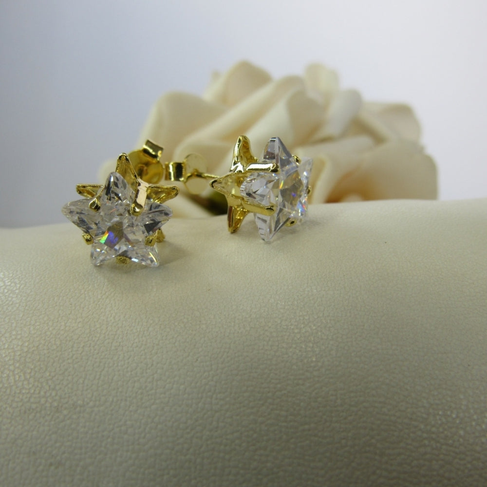 Brinco Estrela Grande com Zircônia Banhado em Ouro 18k