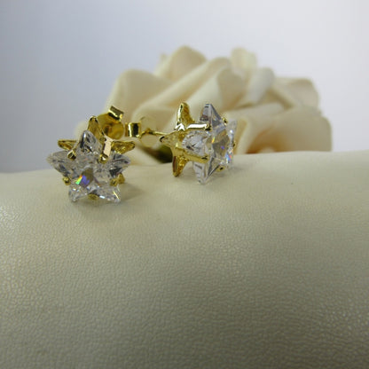 Brinco Estrela Grande com Zircônia Banhado em Ouro 18k