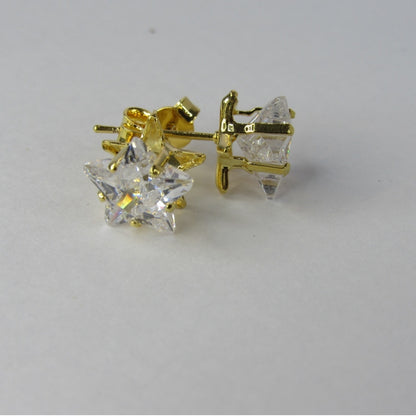 Brinco Estrela Grande com Zircônia Banhado em Ouro 18k